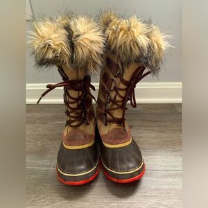Sorel Joan Of Arctic Boots Eskimo Waterproof Boots Tall Thick Warm Brown Pink 8